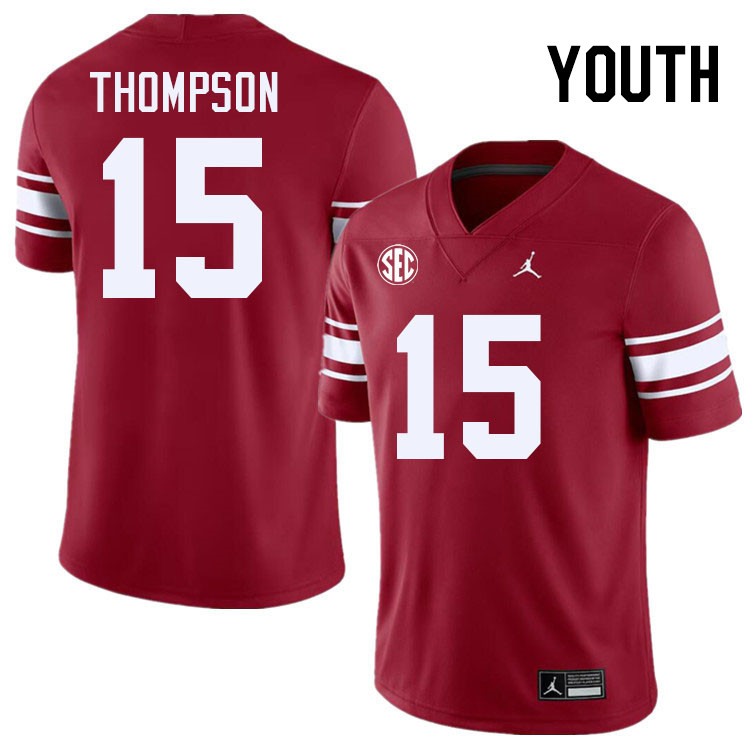 Youth #15 Brenen Thompson Oklahoma Sooners 2024 SEC Conference College Football Jerseys-Throwback